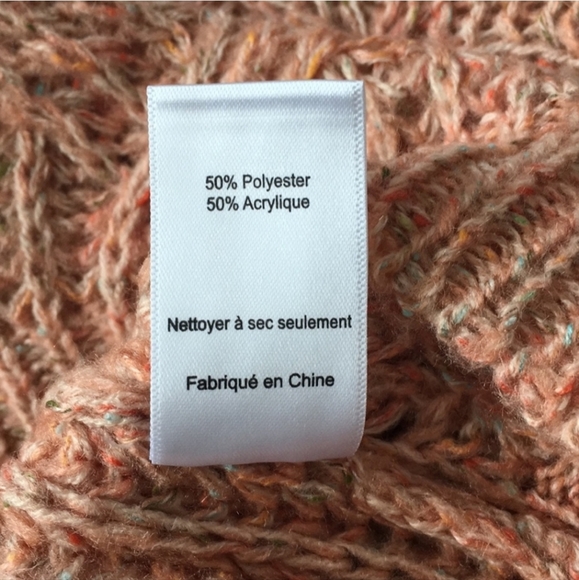 New Lush Medium Marled Cable Pink Salmon Knit Pullover Sweater Womens NWT - Picture 8 of 8